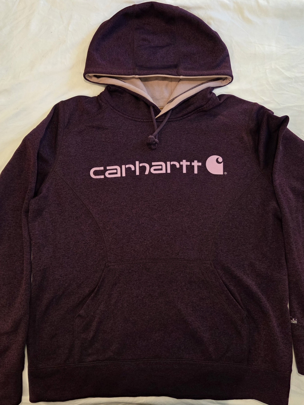 Carhartt Hoodie in Deep Plum with Pink Logo